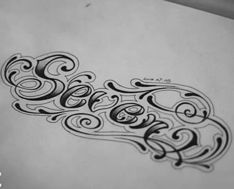 花体字纹身手稿图案