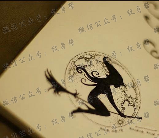 一款女巫纹身手稿图案
