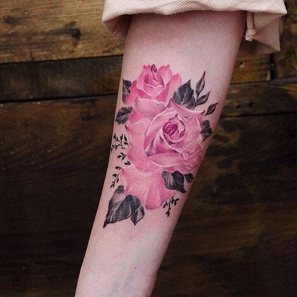 纹身玫瑰花  芳香四溢的玫瑰花纹身图案