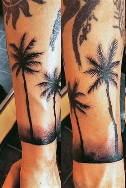 棕榈树纹身图案   根深叶茂的棕榈树纹身图案