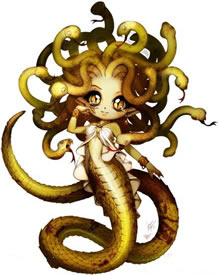 精致卡通美杜莎纹身手稿图案