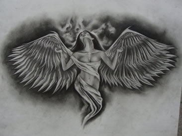 好看的天使纹身手稿图片
