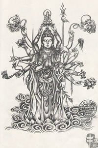 千手观音纹身图案