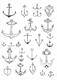 小巧的船锚纹身图案