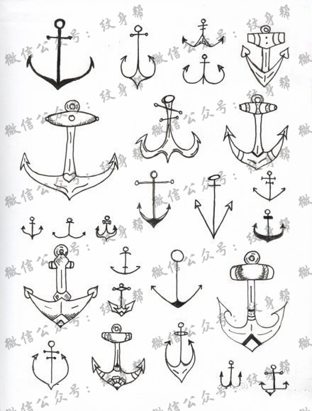 小巧的船锚纹身图案