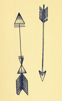 一款弓箭纹身手稿图案