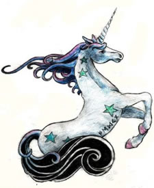 特立独行的独角兽纹身手稿图案