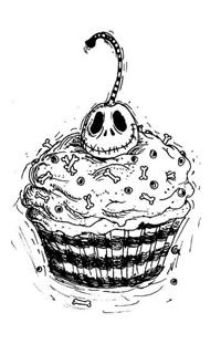 蛋糕骷髅头纹身手稿图案