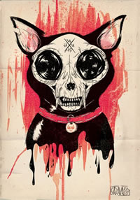 一款彩色狗狗纹身图案