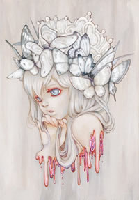 女郎蝴蝶纹身手稿图案