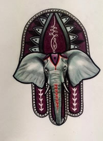 一款彩色象纹身图案