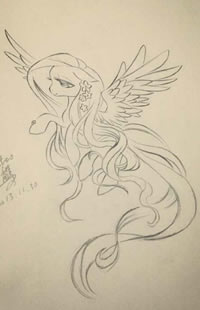 一款独角兽纹身手稿图案