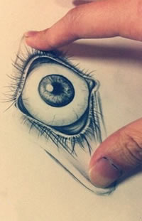 炯炯有神的眼睛纹身手稿图案