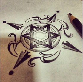 六芒星纹身手稿图案