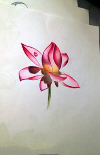 彩色莲花纹身图案