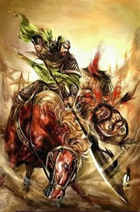 威猛的关公骑马纹身图案