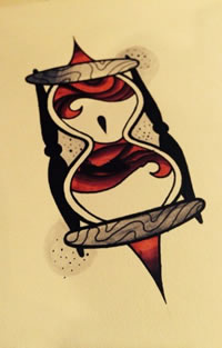 彩色沙漏纹身手稿图案