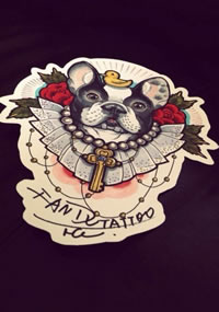 schoo法斗狗狗纹身手稿图案