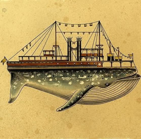 鲨鱼船纹身手稿图案