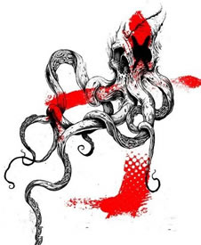 生动活泼章鱼纹身手稿图案