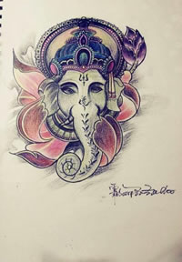 象神纹身手稿图案