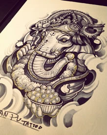 惟妙惟肖象神纹身手稿图案