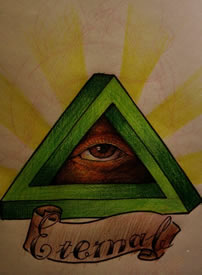 彩色上帝之眼字母纹身图案