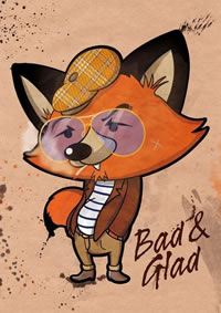 一款卡通狐狸纹身图案