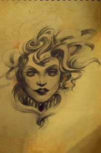 美杜莎纹身手稿图案