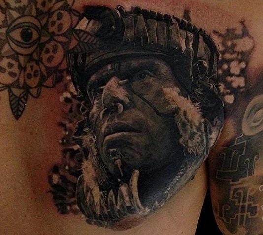 铁血战士纹身   刚柔并济的铁血战士纹身图案