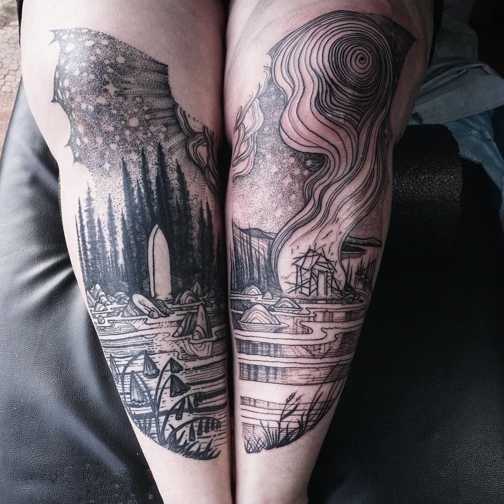 纹身黑色   抽象却又时尚的黑色纹身图案