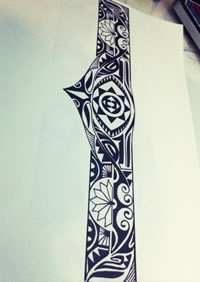 玛雅图腾臂环纹身手稿图案