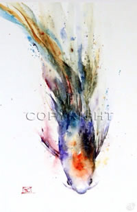 好看水墨风格鲤鱼纹身手稿图案