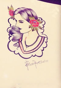 彩色school女郎纹身手稿图片