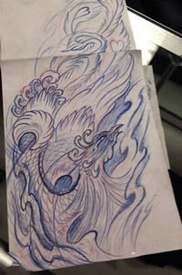 精美凤凰纹身线稿图片