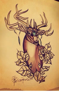 羚羊纹身手稿图片