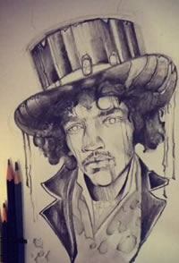 黑灰素描肖像纹身图片