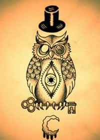 猫头鹰纹身手稿图片