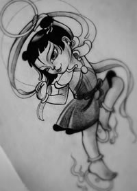 经典哪吒纹身手稿图片