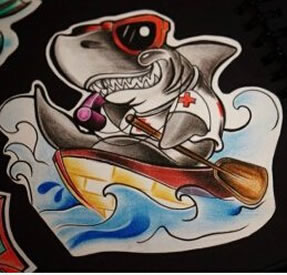 彩色scho1鲨鱼纹身手稿图片