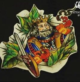 彩色个性扑克牌纹身手稿图片