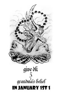 手十字架翅膀纹身图片