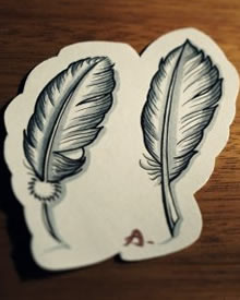 精美羽毛纹身手稿图片