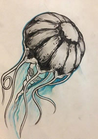 水母纹身手稿图片