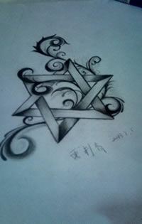 六芒星纹身手稿图片