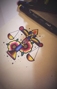 彩色个性星座纹身图案