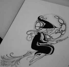 个性魔法女巫纹身手稿图片