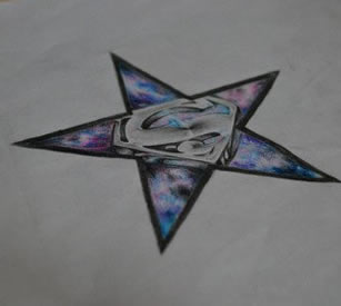 星空超人五角星纹身手稿图片