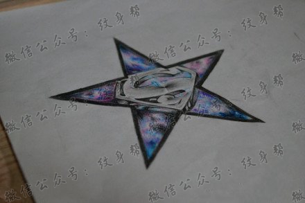 星空超人五角星纹身手稿图片