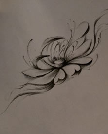 素描莲花纹身手稿图案